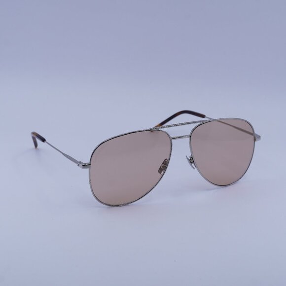 Saint Laurent CLASSIC11 055 Sunglasses Silver Aviator Frame, Pink Lenses - Picture 1 of 9